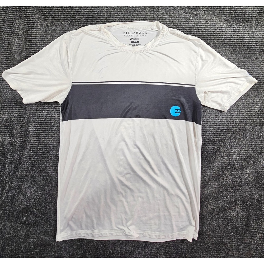 Billabong Built to Submerge T-Shirt Men L Off White UVA UVB Protection Crew Neck